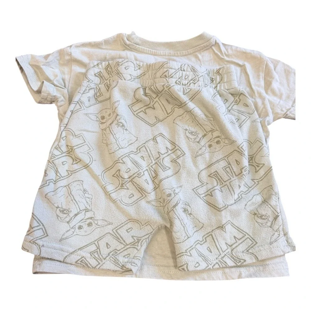 Star Wars Grogu Baby Yoda T-Shirt and Shorts Set‎ Sage Green Toddler 3T